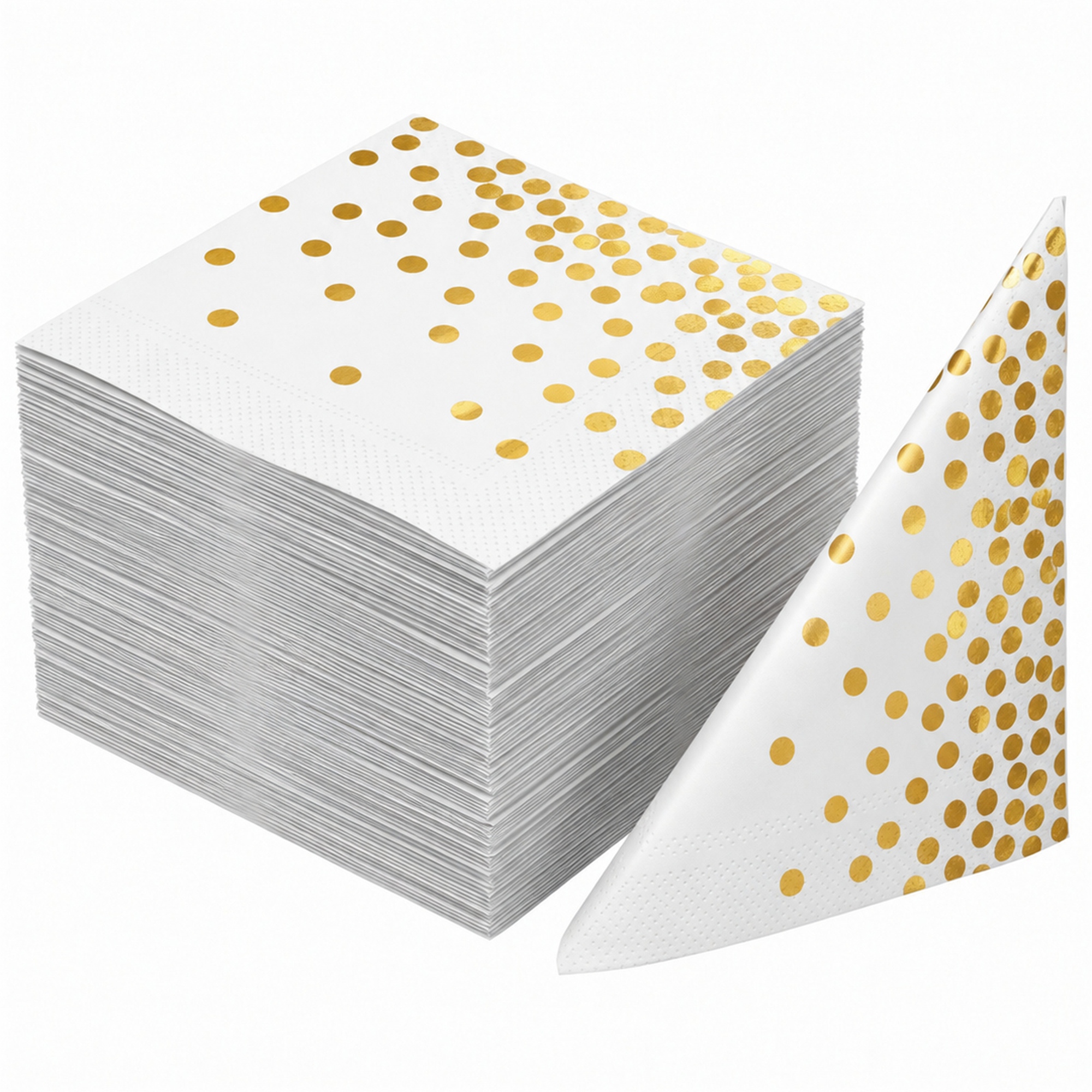 White and gold foil paper napkin collection